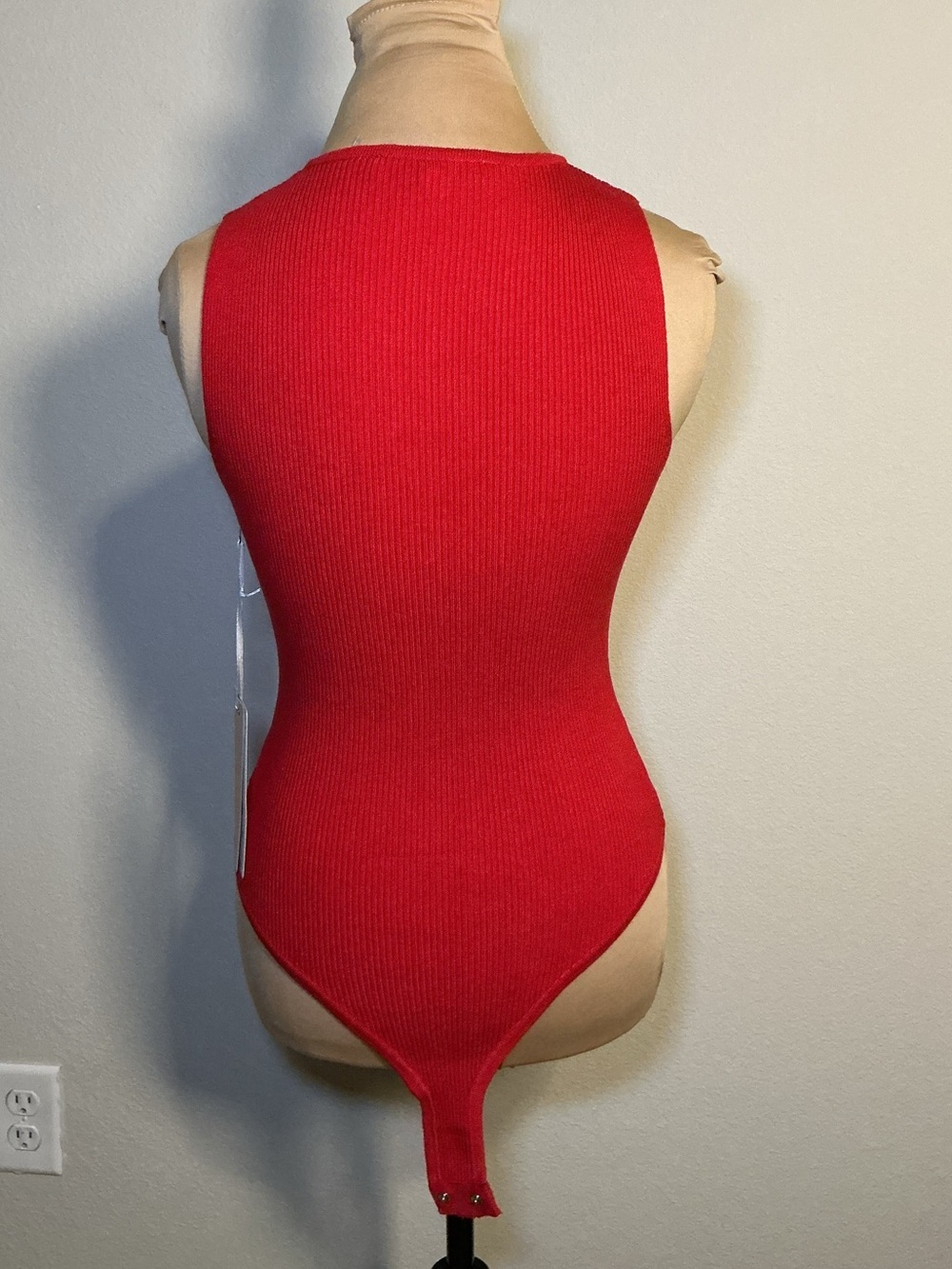 Red Bow-Back Ribbed Kids One-Piece Bodysuit - Picture 3 of 7
